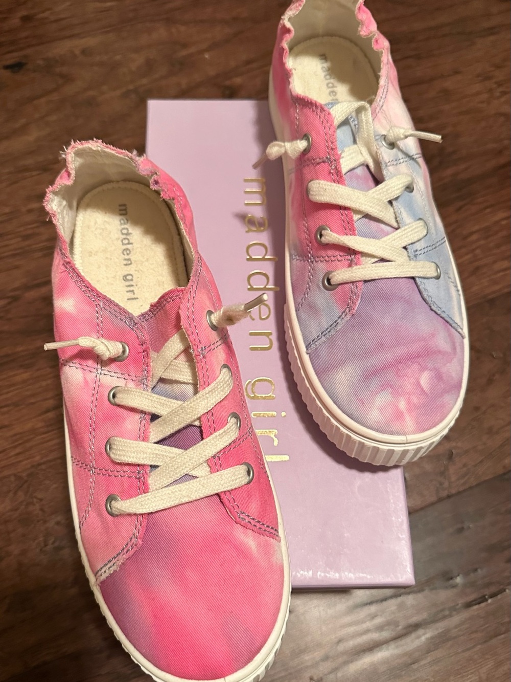 Madden Girl Kids Pink & Purple Tie-Dye Canvas Sneakers